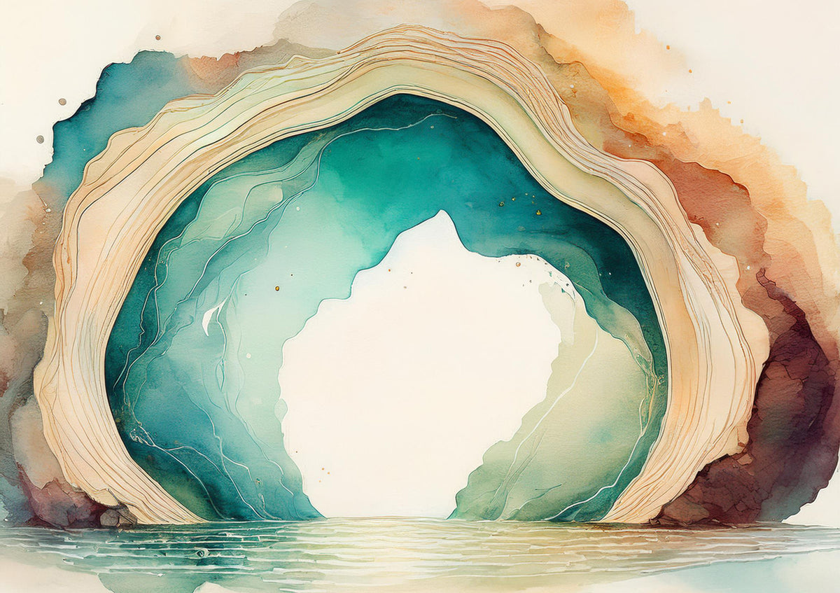 Teal Dream Cave Wall Mural in your room — zoomed