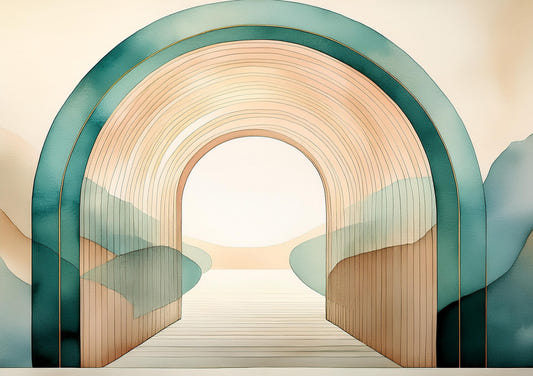Teal Dream Arches Wall Mural