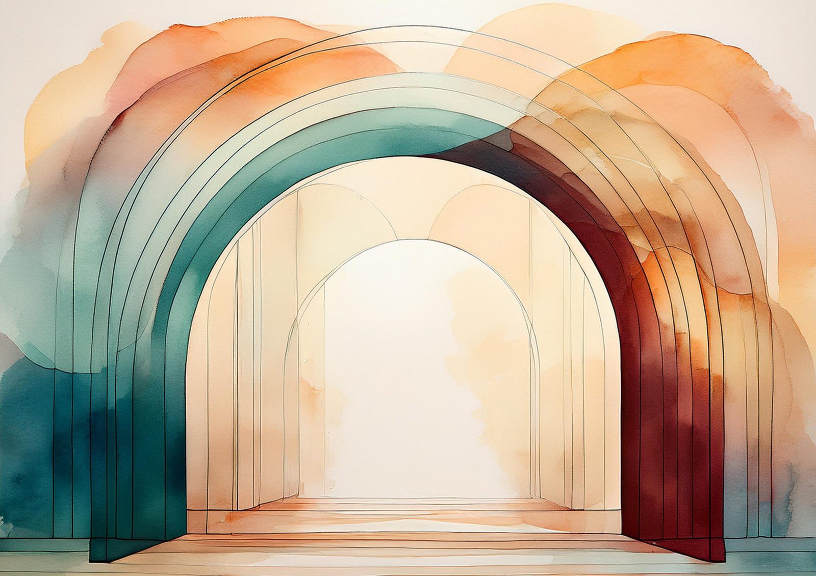 Teal Dream Arches 2 Wall Mural