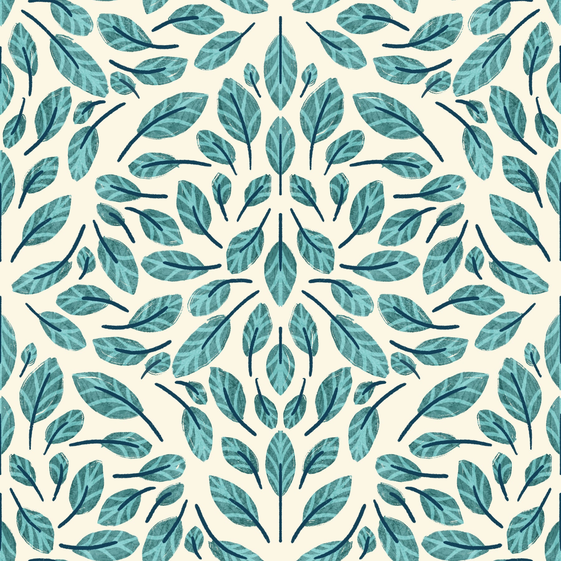 Serene Teal Leaves Wallpaper⁠