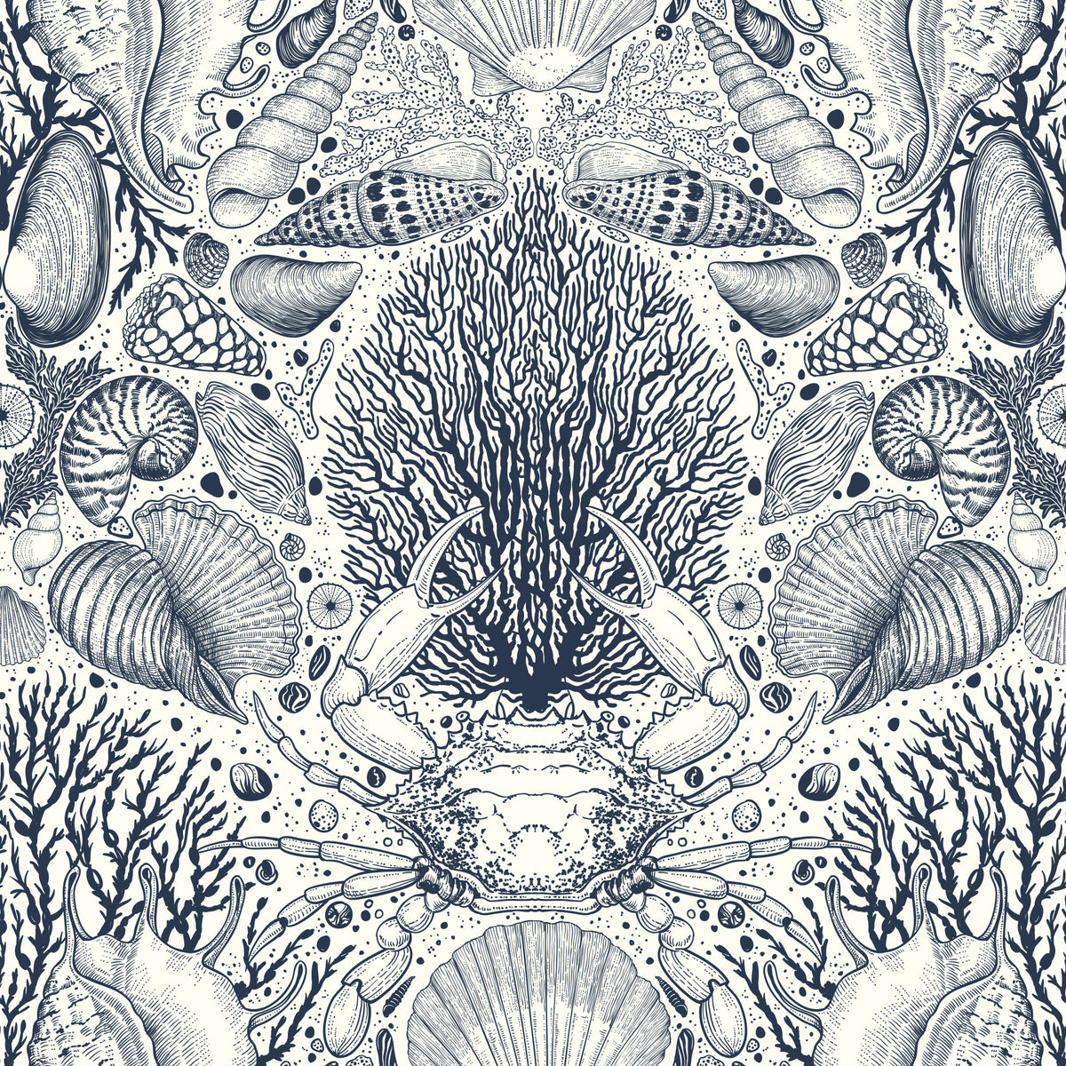 Undersea Treasures: Botanical Ocean Wallpaper⁠