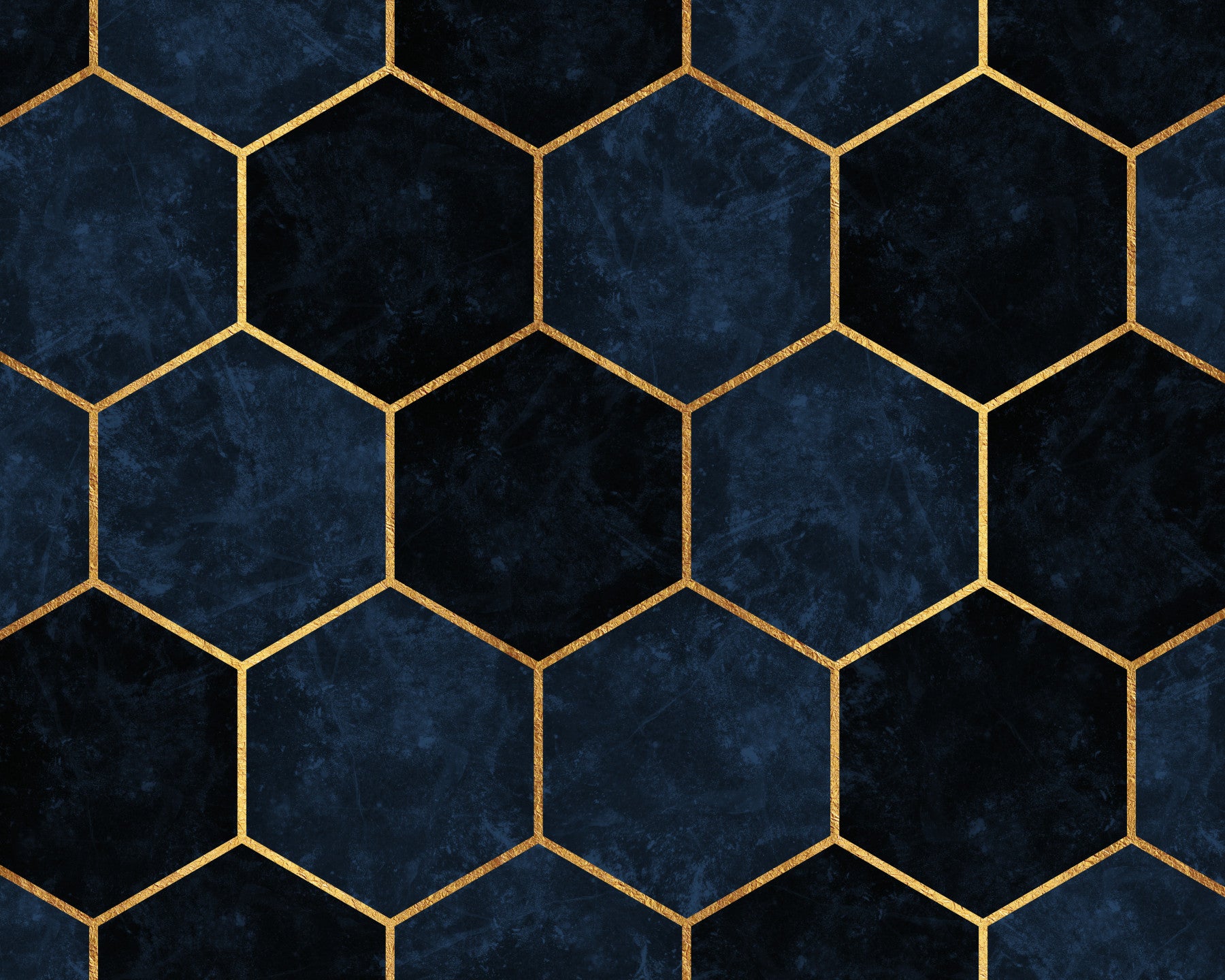 Midnight Blue Luxury Hexagons Wall Mural