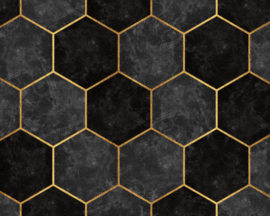 Urban Charcoal Hexagon Pattern Wall Mural