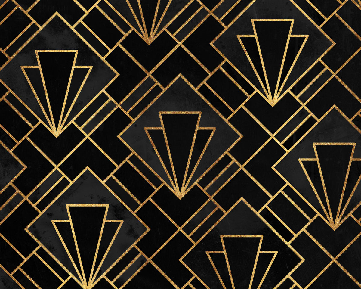 Black Night Art Deco Mosaic Wall Mural in your room — zoomed