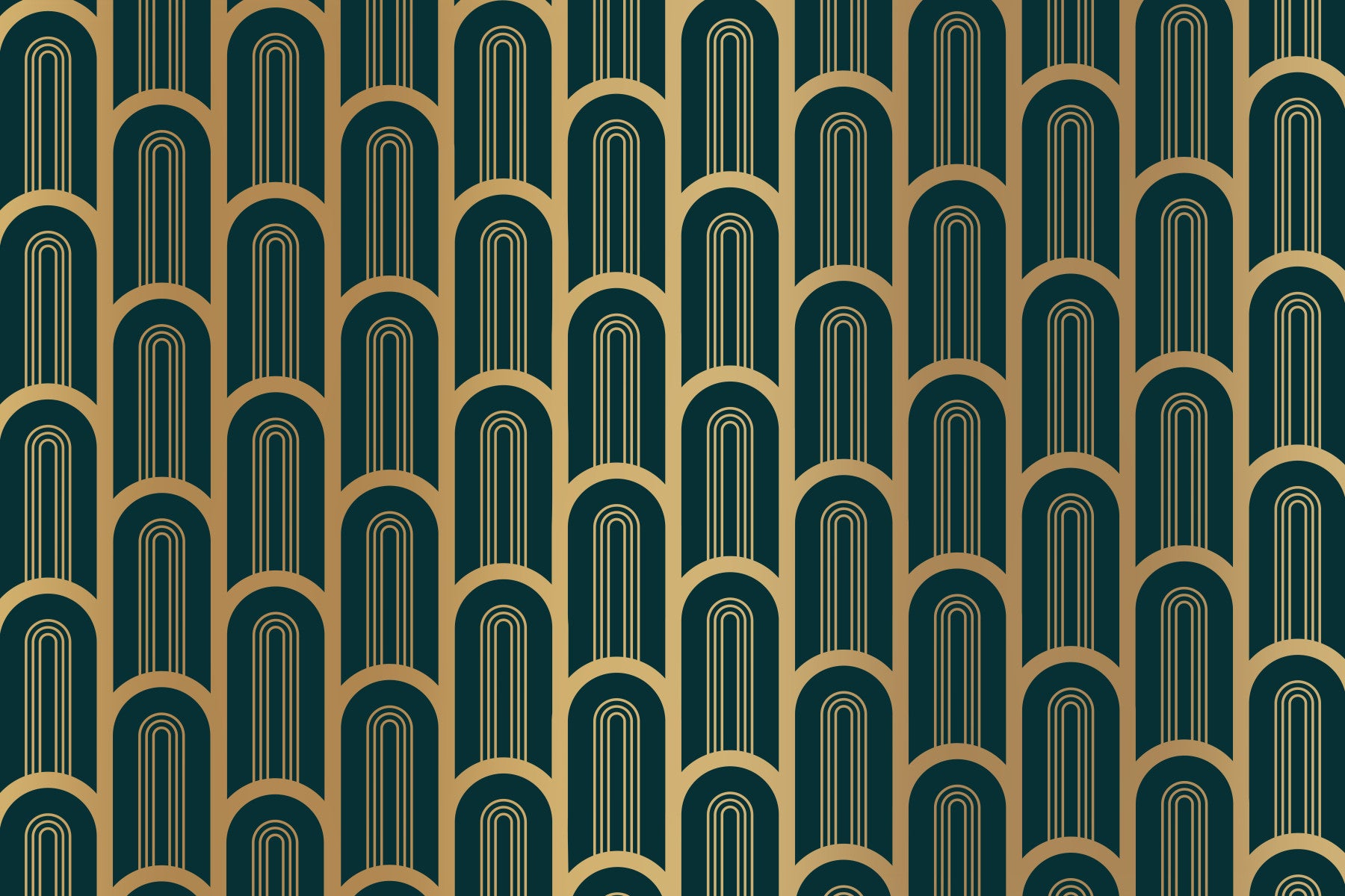 Art Deco Luxury Cyan and Gold Columns Wall Mural