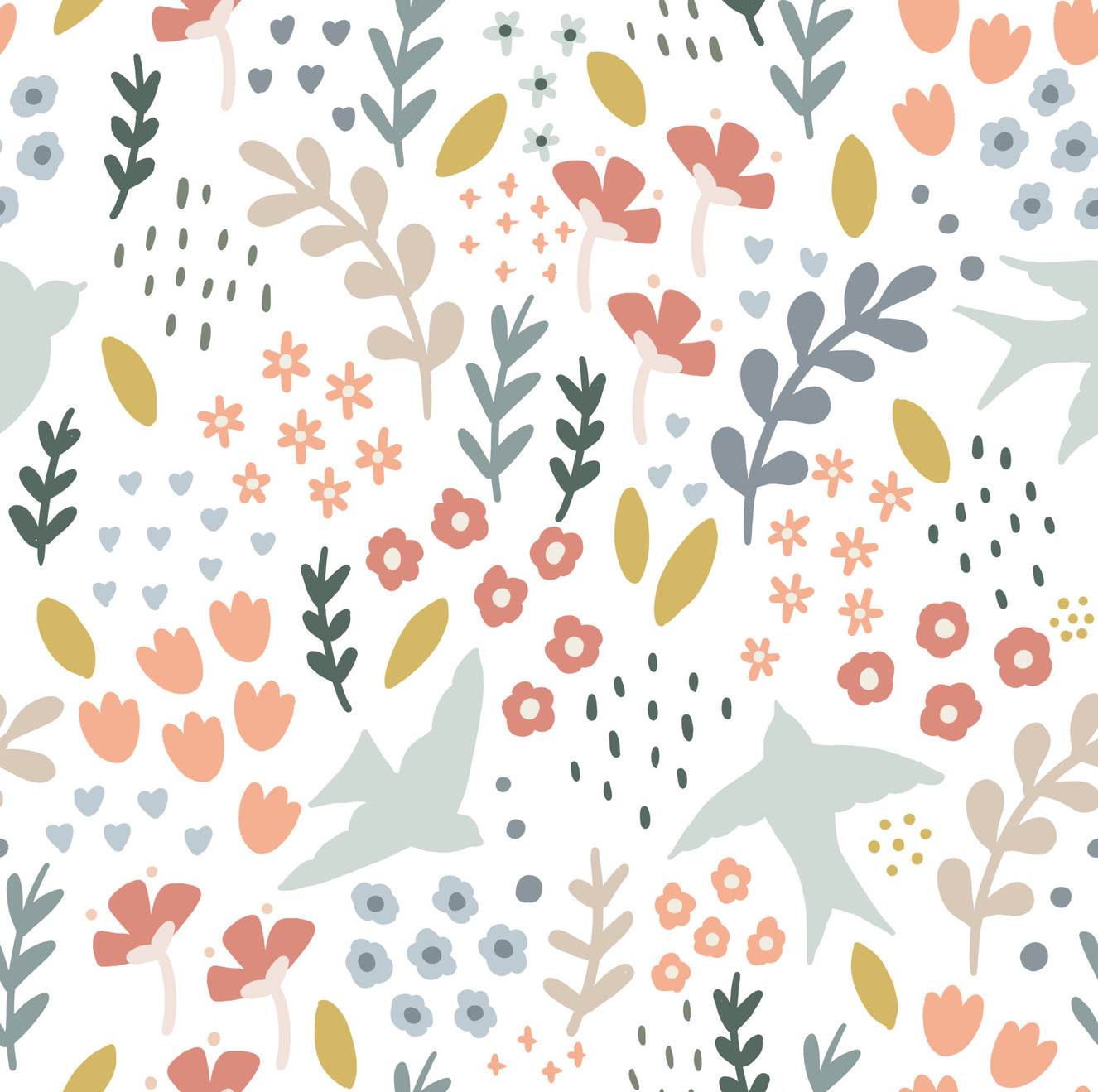 Bellbird Springtime Floral Wallpaper⁠