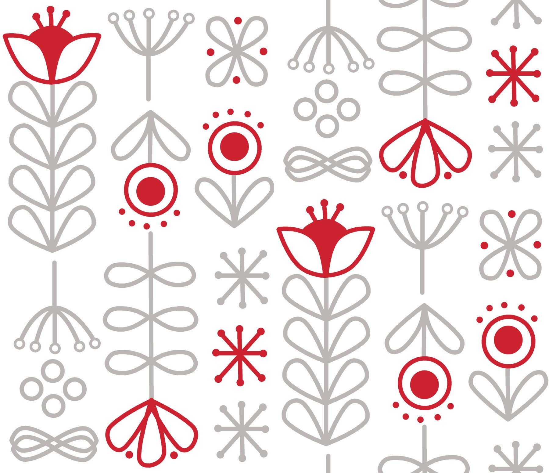 Scandinavian Red & Grey Bloom Wallpaper⁠
