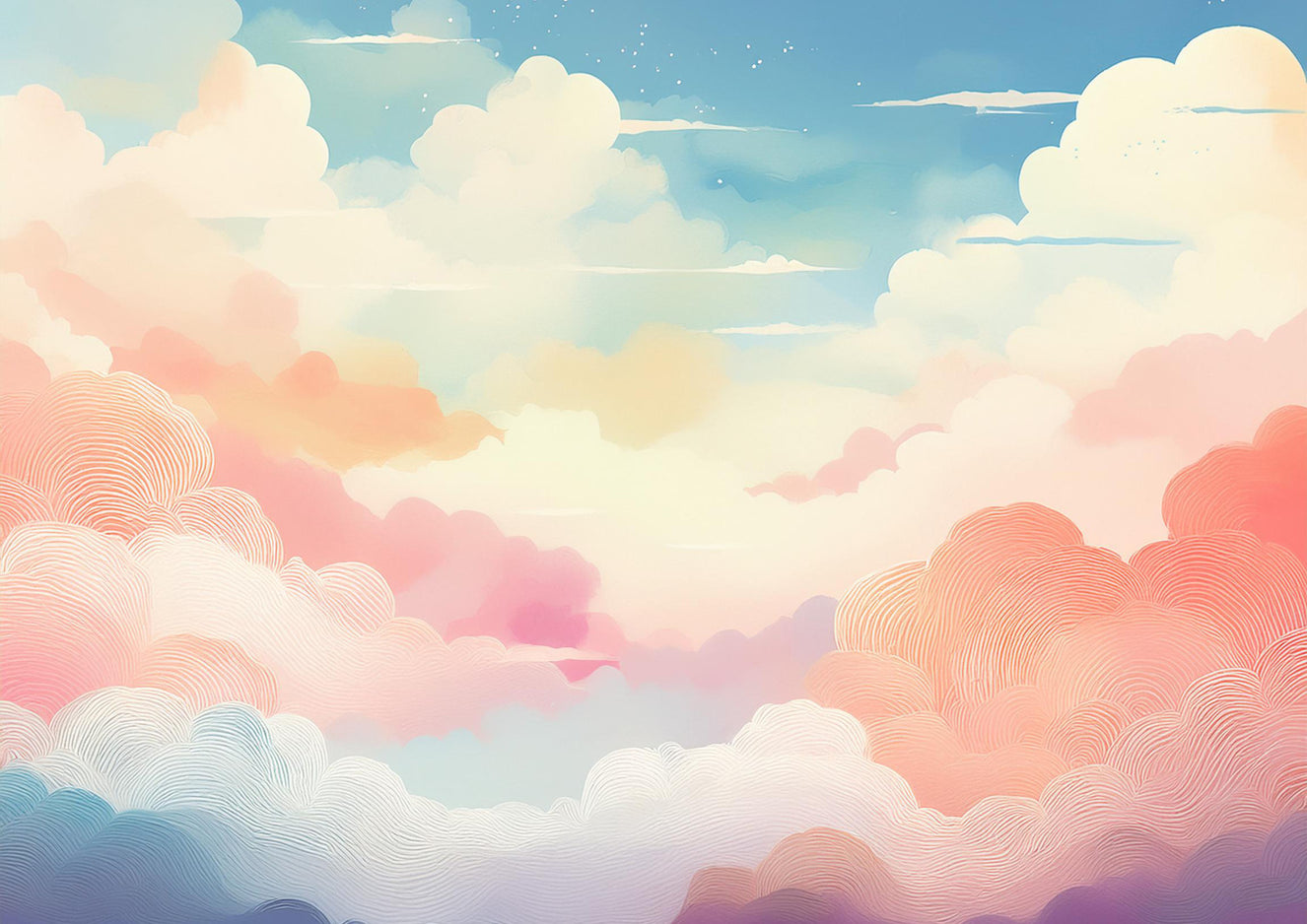 Cotton Candy Cloudscape Wall Mural