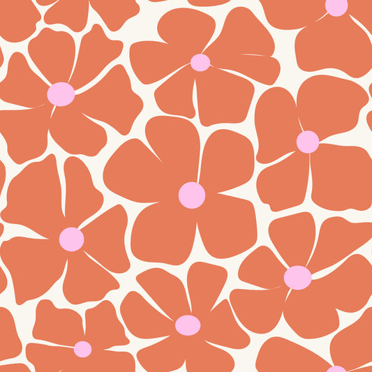 Modern Coral Floral Wallpaper⁠