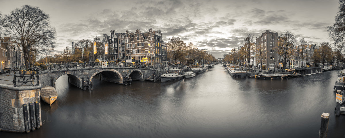 Amsterdam in evening Wall Mural in your room — zoomed