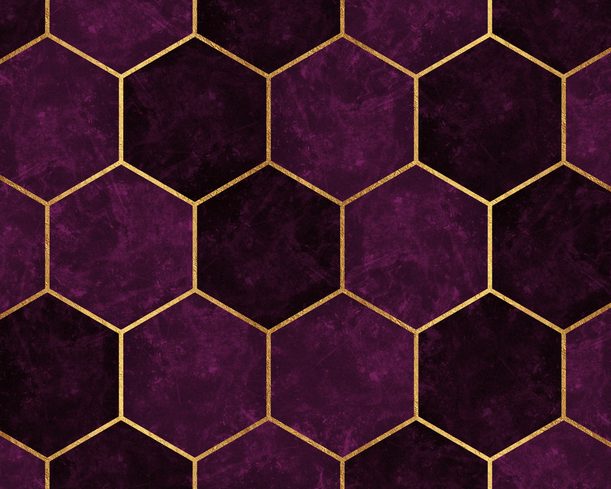 Dark Plum Luxury Pink Hexagons Wall Mural