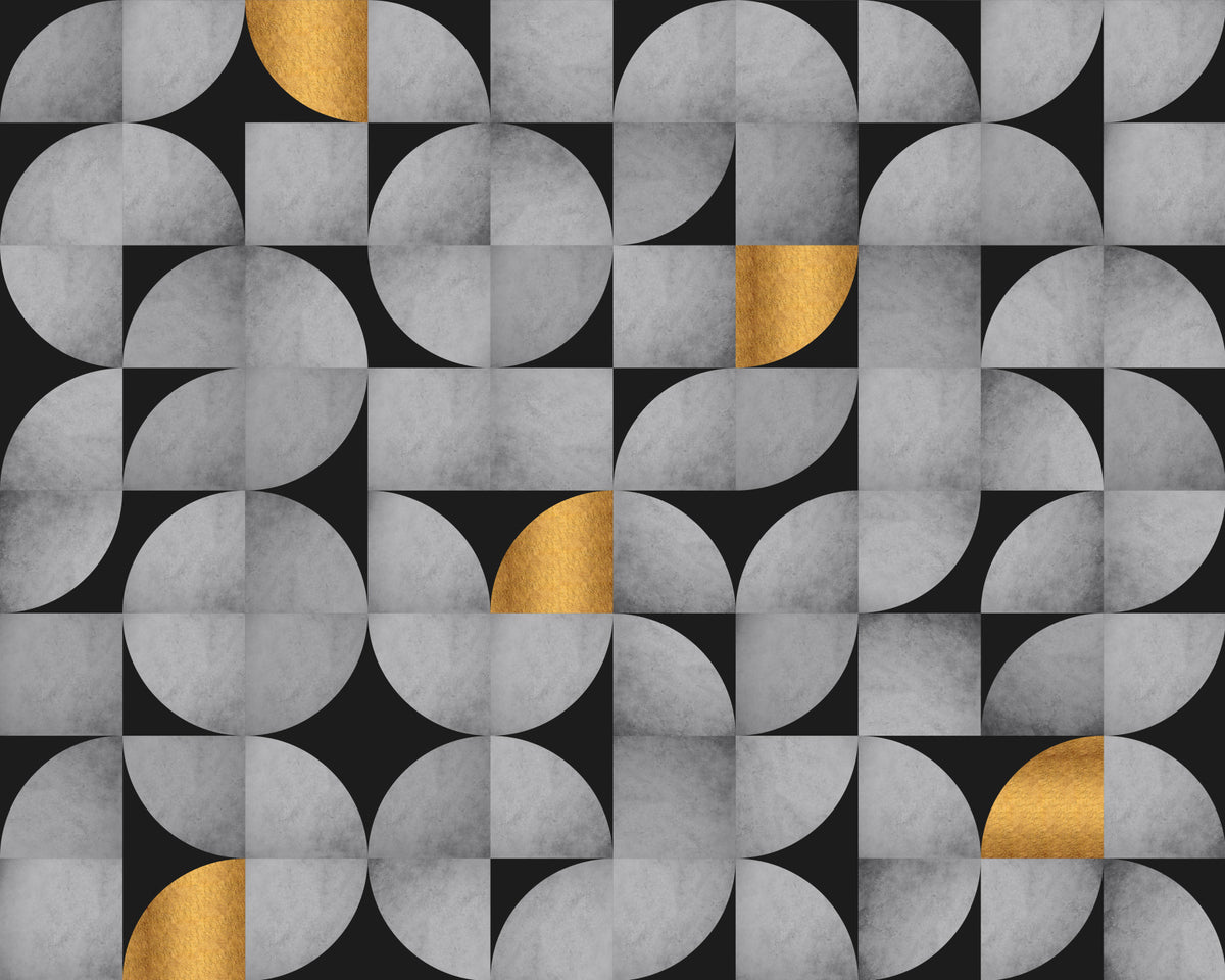 Mid-Century Concrete and Gold Wall Mural in your room — zoomed
