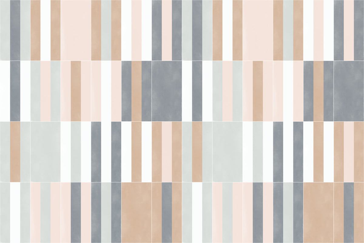 Muted Pastel Tiles Three Wall Mural in your room — zoomed