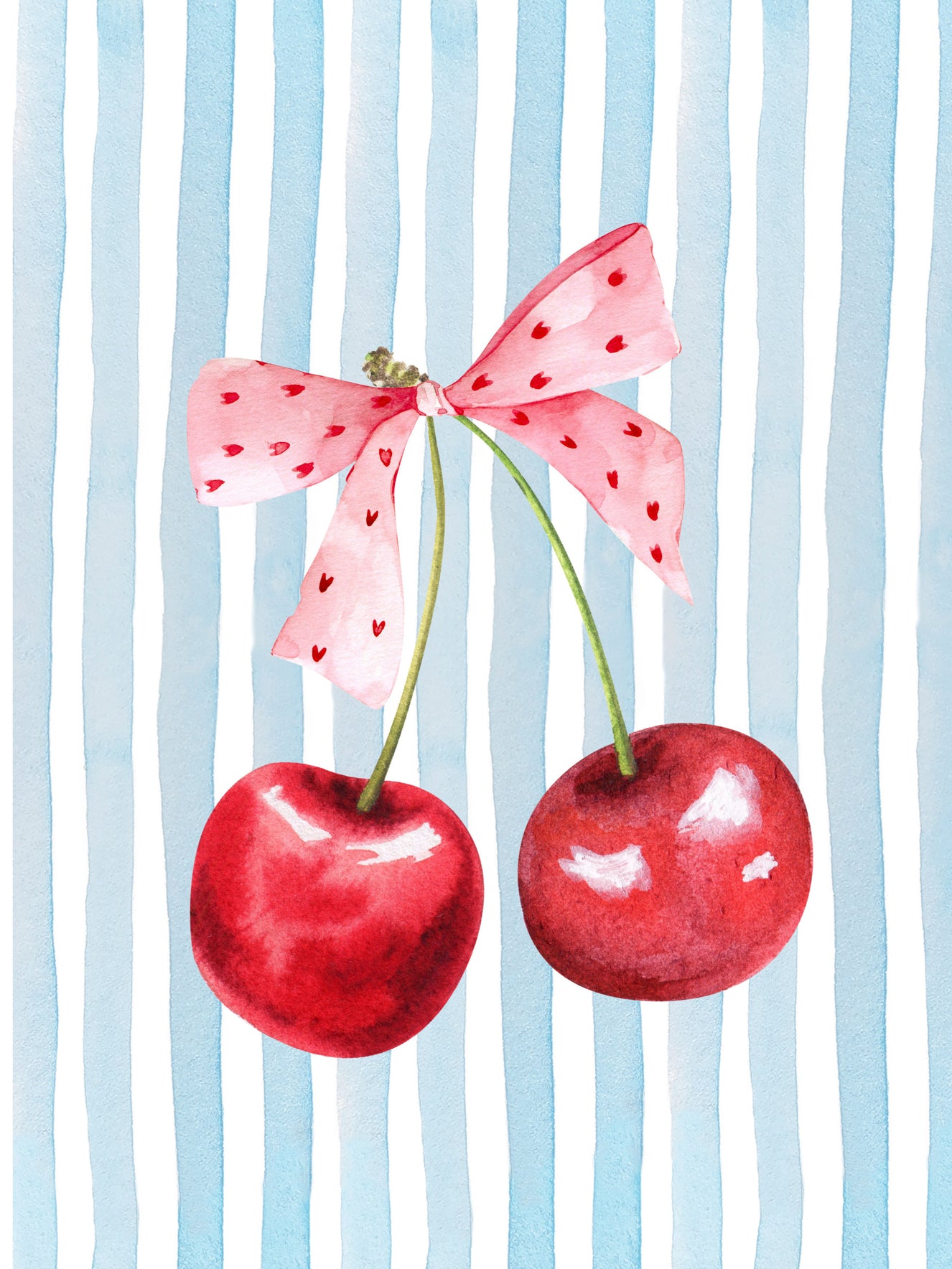 Sweet Cherry Stripes Wall Mural