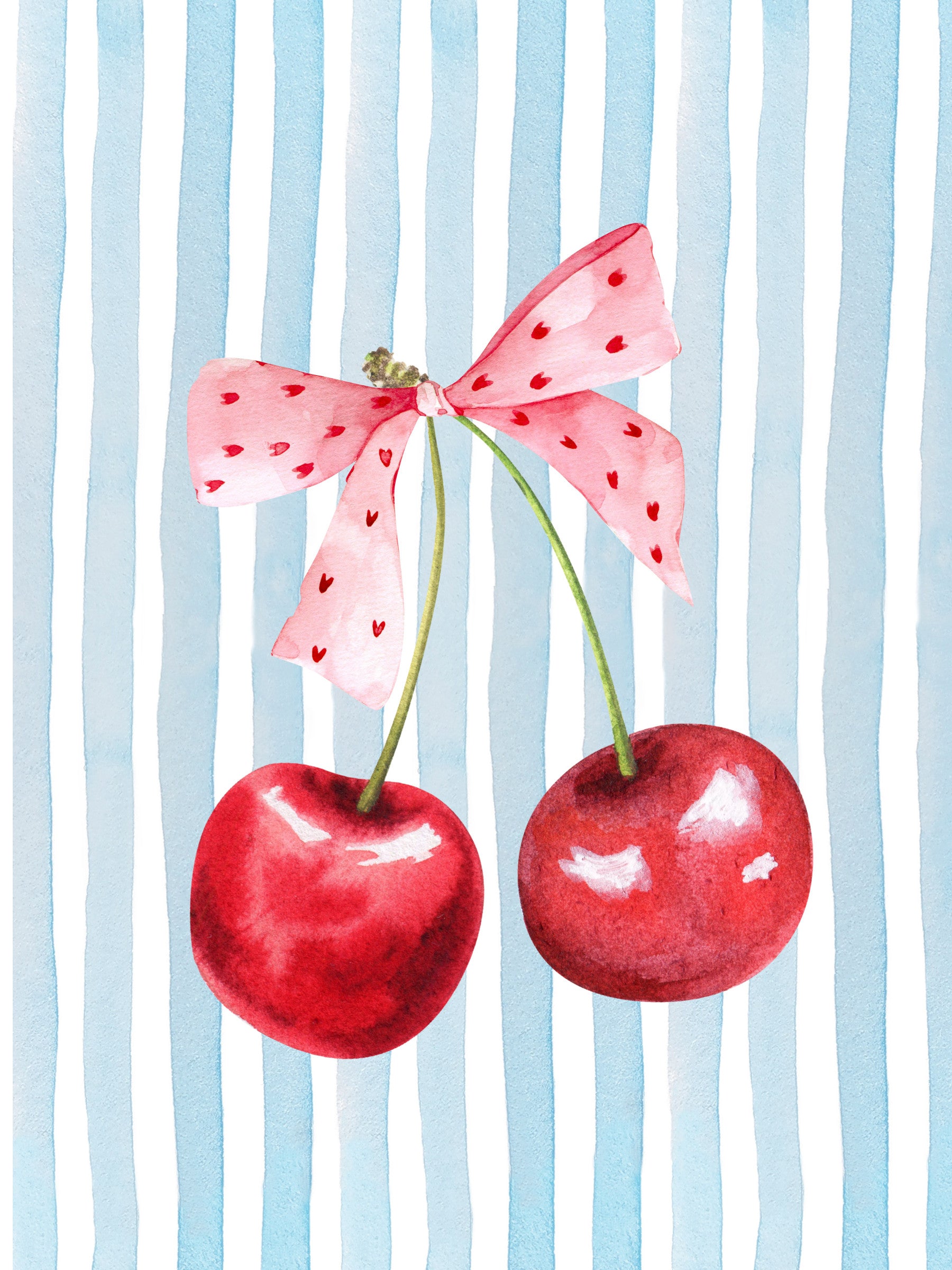 Sweet Cherry Stripes Wall Mural