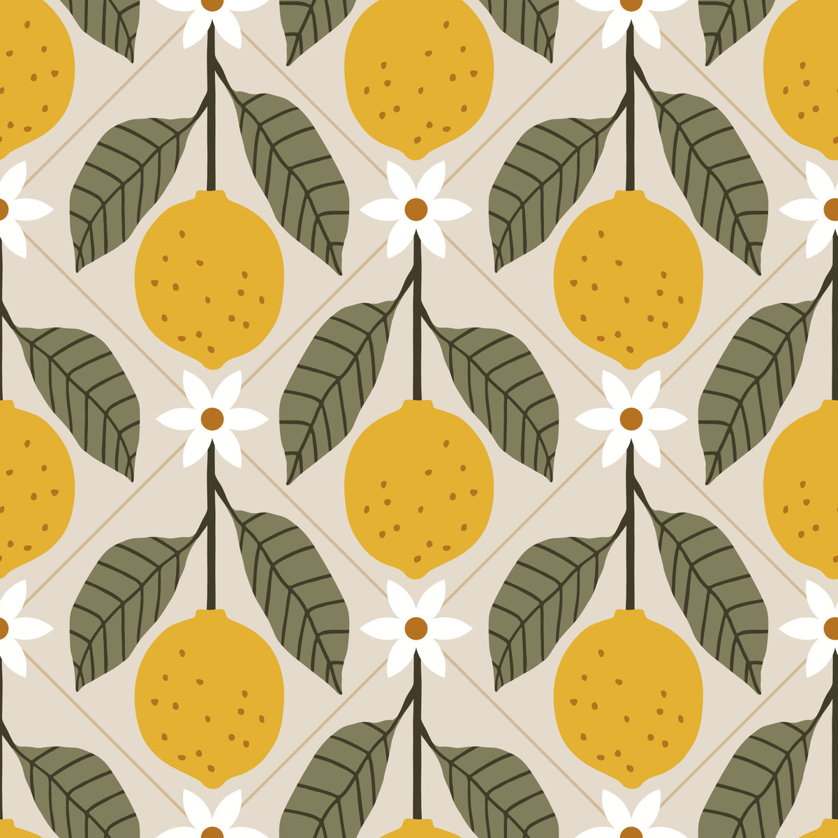 Lemon Grove Faux Tile  Wallpaper⁠ in your room — zoomed