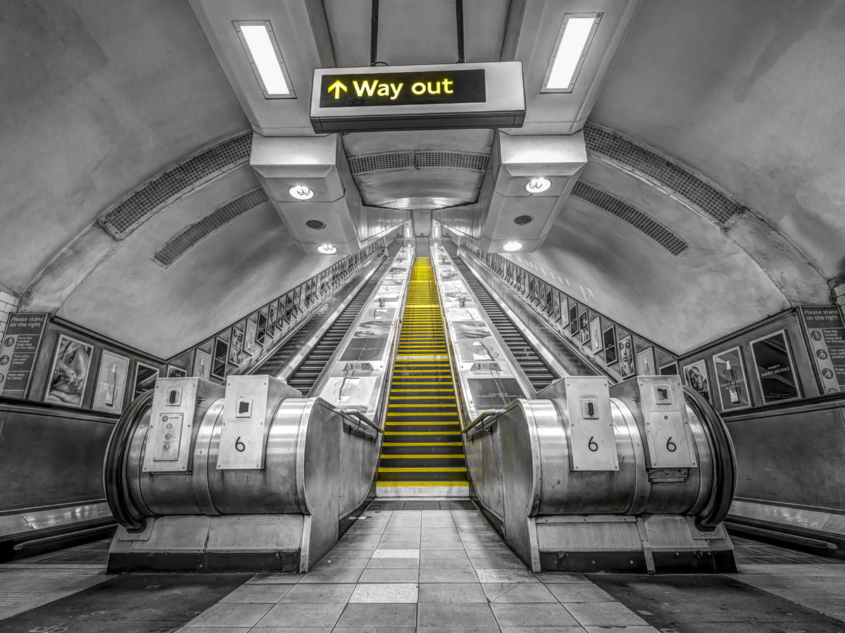 Subway Escalator Wall Mural in your room — zoomed