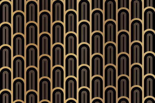 Art Deco Luxury Black and Gold Columns Wall Mural