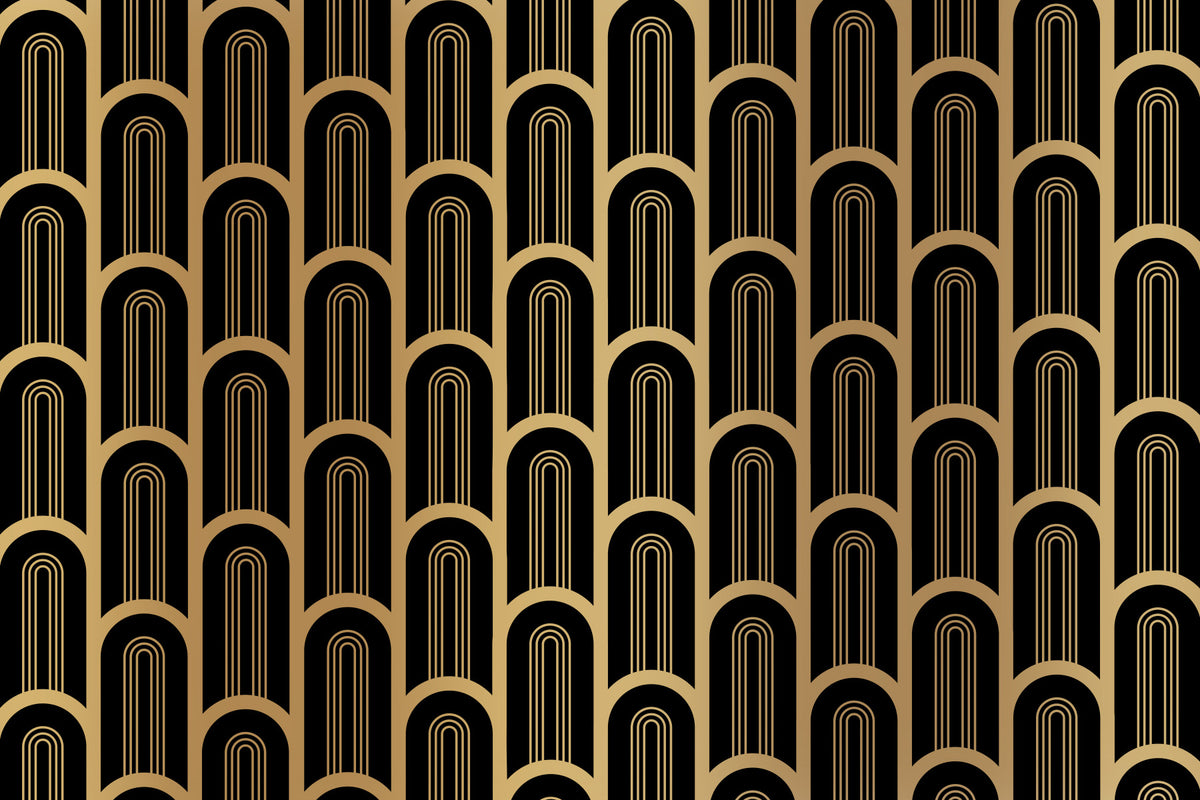 Art Deco Luxury Black and Gold Columns Wall Mural