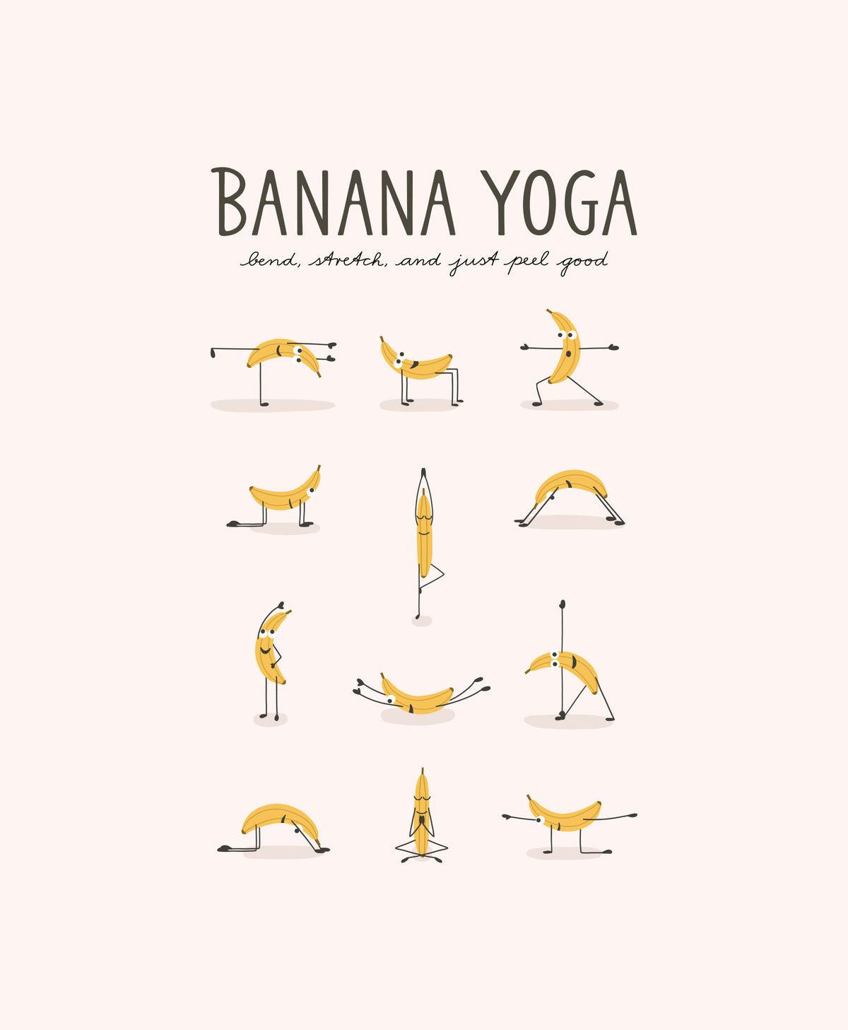 Bend, Stretch, and Peel Good: Banana Yoga Wallpaper Wall Mural
