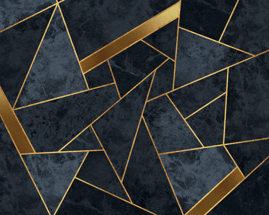 Soft Blue and Gold Mosaic Wall Mural