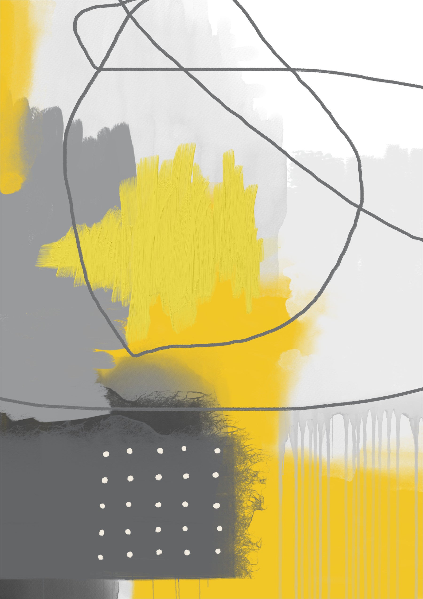 Grey and Gold Abstract Wall Mural