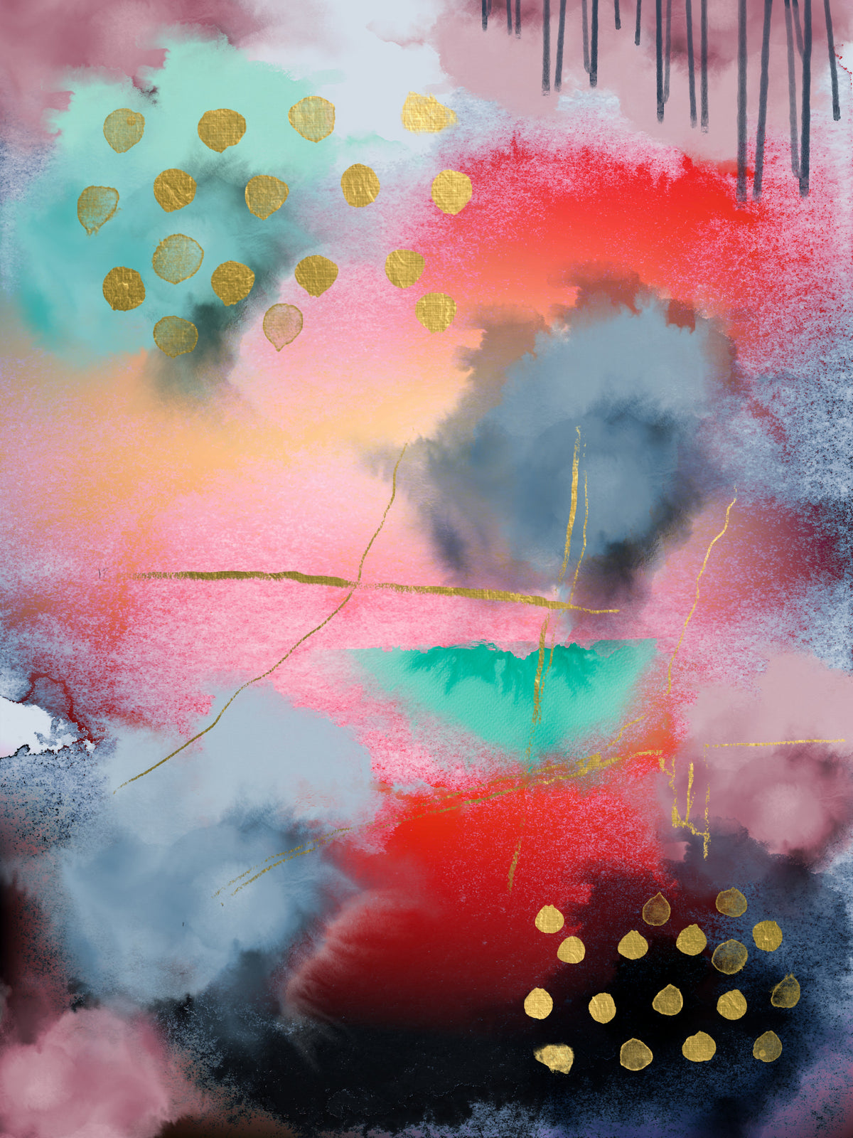 Ethereal Watercolor Escape Wall Mural in your room — zoomed