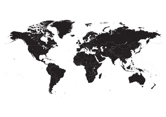 Black and White World Map Wall Mural