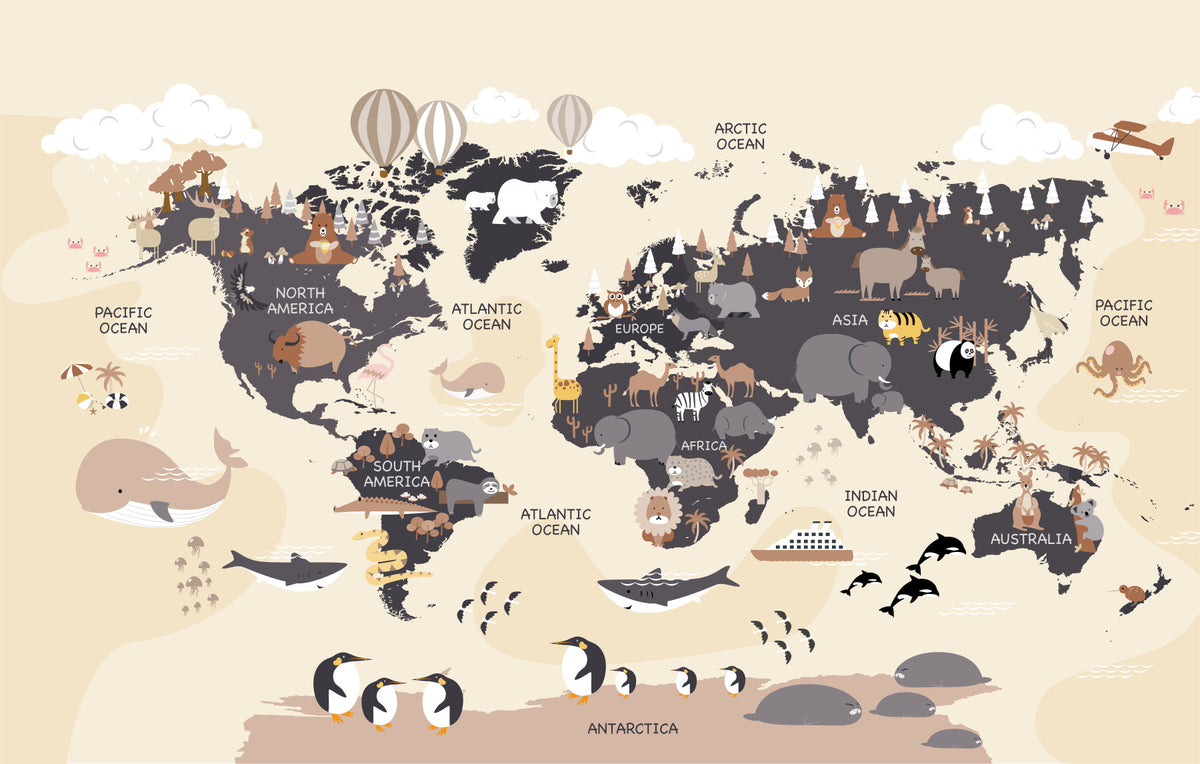Little Explorers World Map Wall Mural