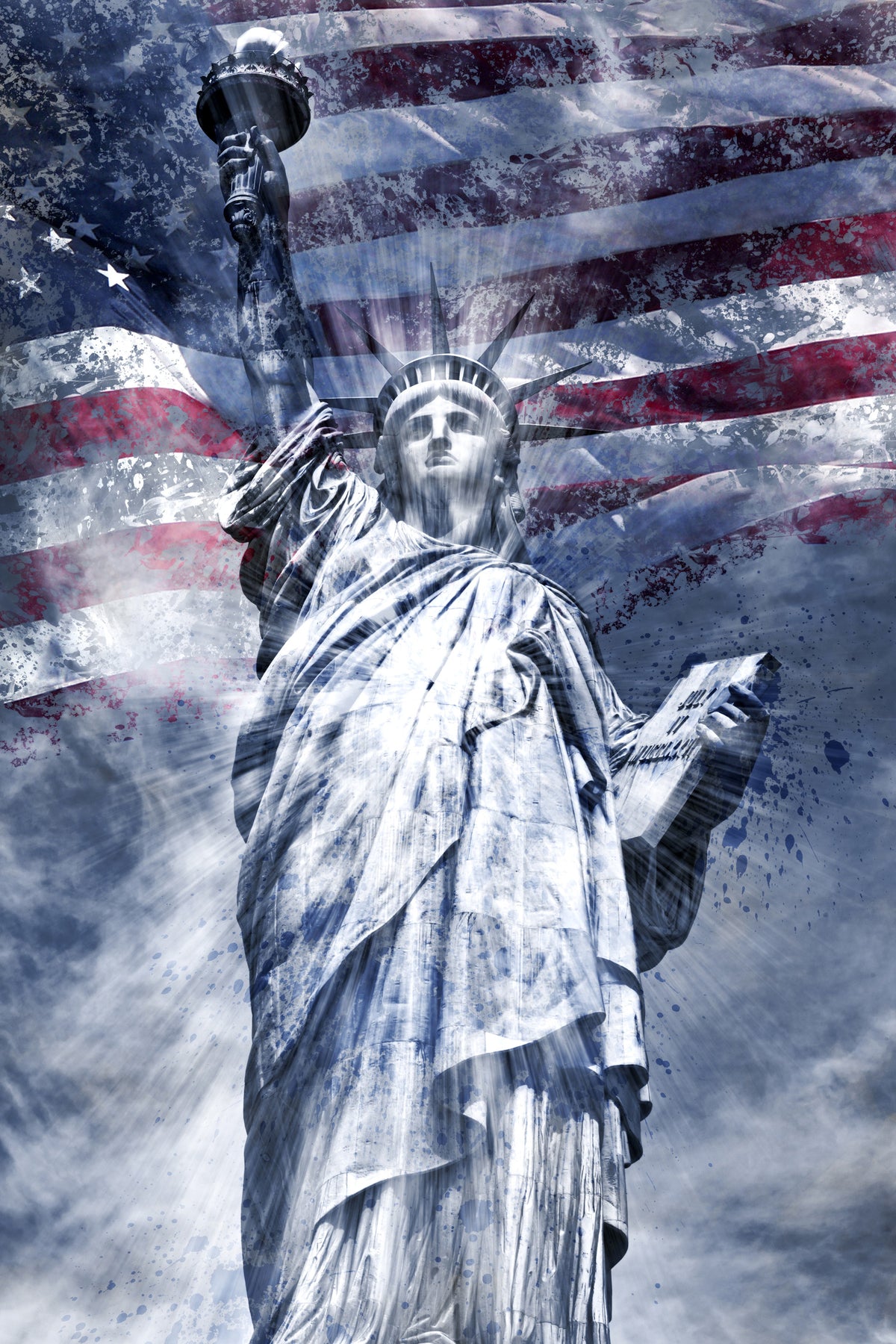 MODERN ART Statue of Liberty - blue Wall Mural in your room — zoomed