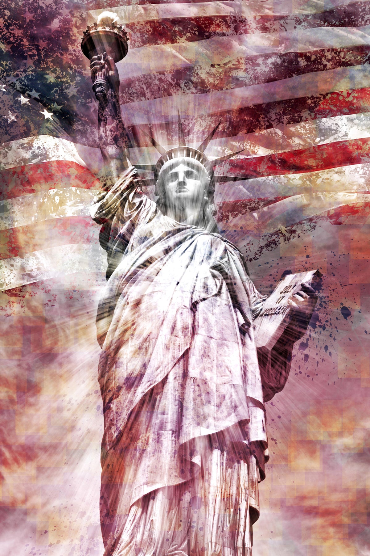 MODERN ART Statue of Liberty - red Wall Mural in your room — zoomed