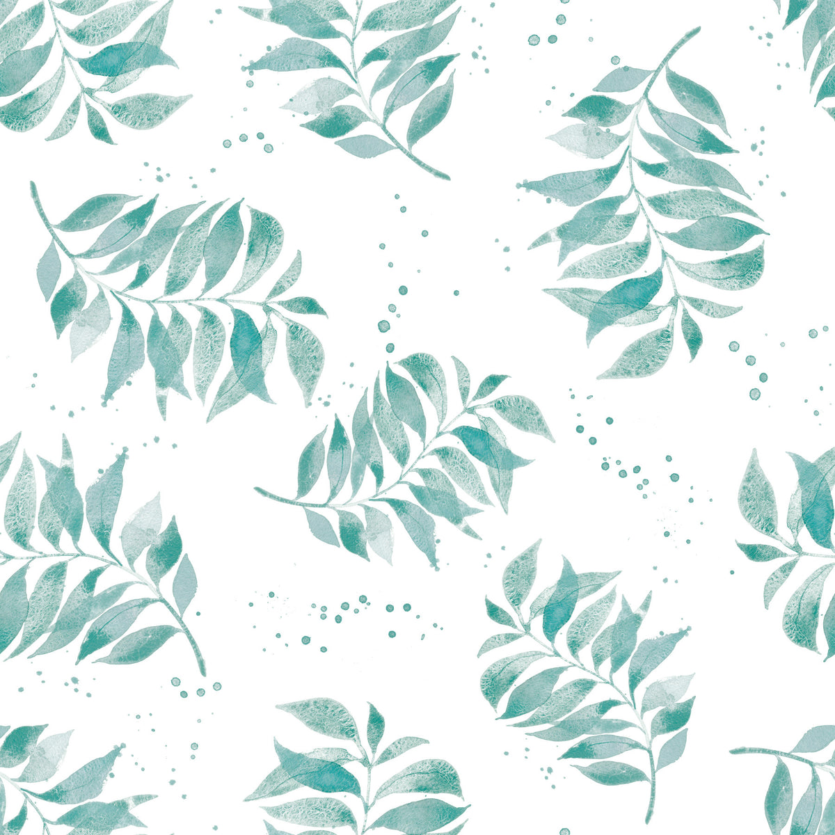 Textured Watercolor Palm Leaf Toss Aqua Wallpaper⁠