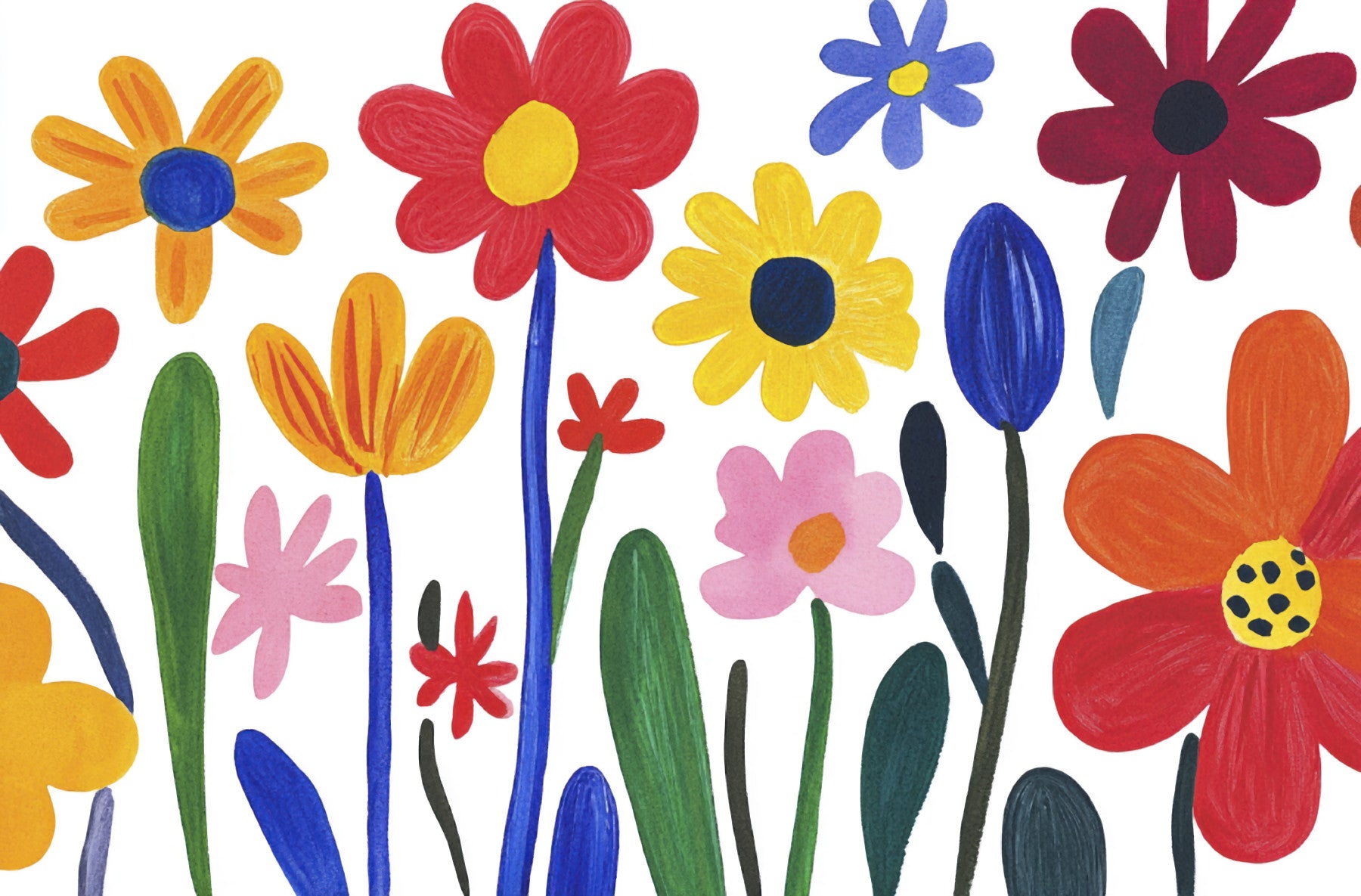 Whimsical Matisse Flower Garden Wall Mural
