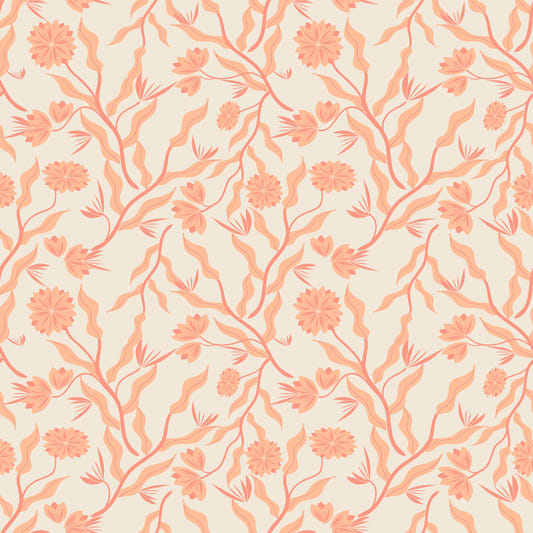 Peach Garden Reverie: Artistic Floral Wallpaper Wallpaper⁠