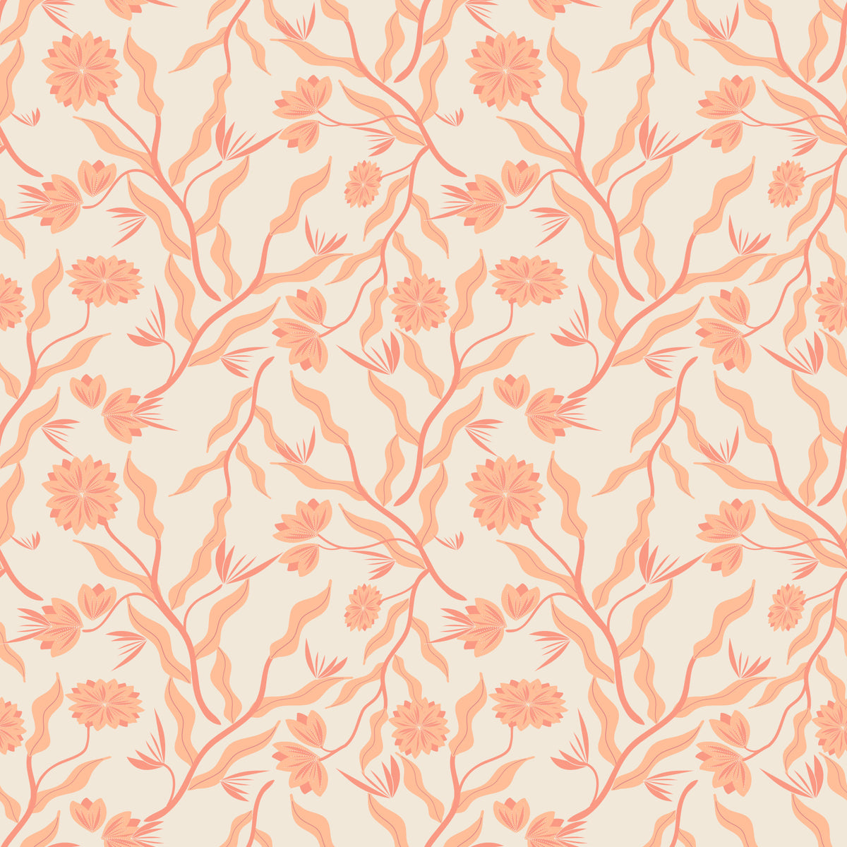 Peach Garden Reverie: Artistic Floral Wallpaper Wallpaper⁠