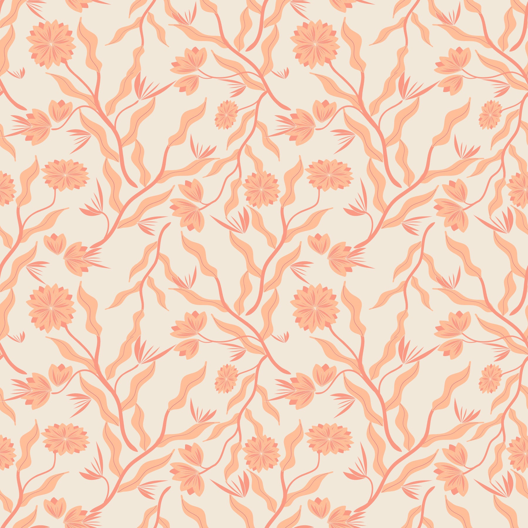 Peach Garden Reverie: Artistic Floral Wallpaper Wallpaper⁠