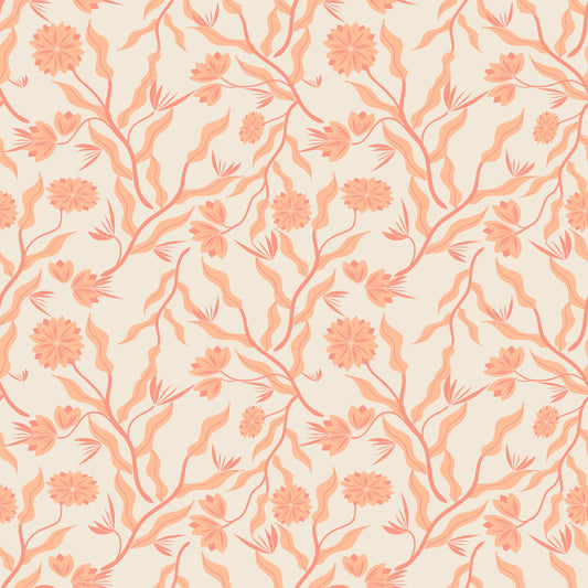 Peach Garden Reverie: Artistic Floral Wallpaper Wallpaper⁠