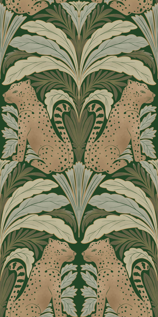Botanical Leopard Symmetry Wallpaper⁠