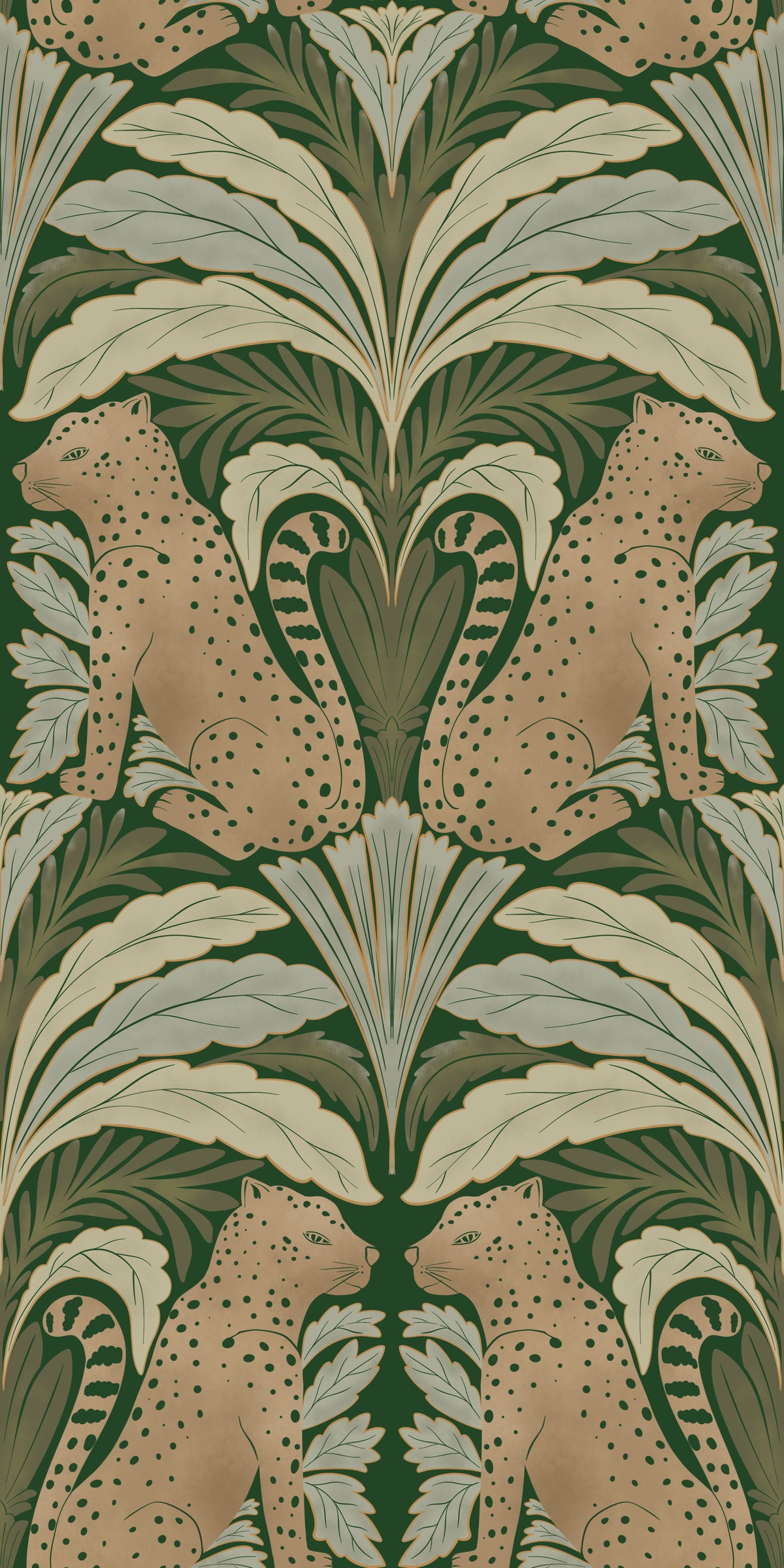 Botanical Leopard Symmetry Wallpaper⁠