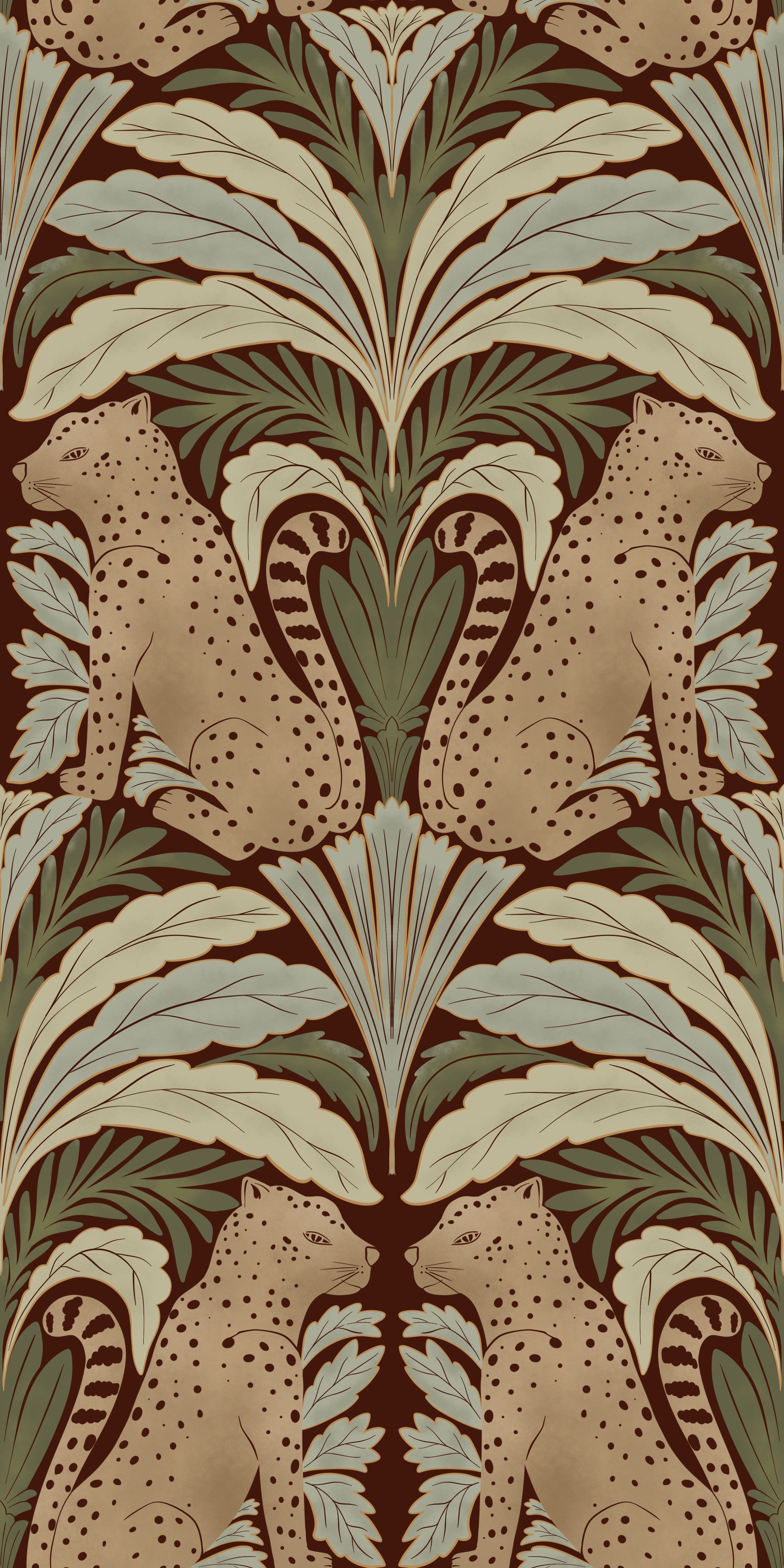 Leopard's Eden: A Botanical Sanctuary Wallpaper⁠
