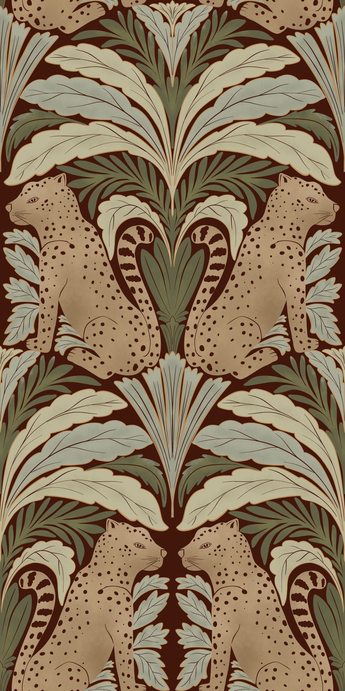 Leopard's Eden: A Botanical Sanctuary Wallpaper⁠ in your room — zoomed