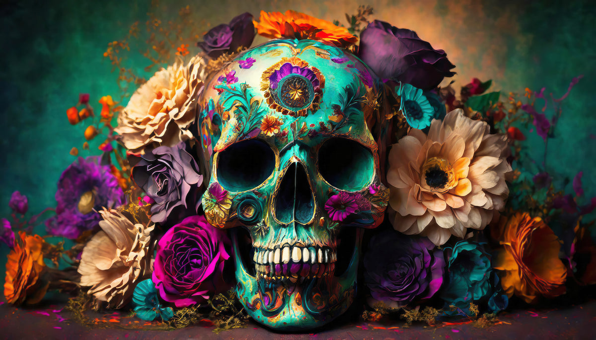 Floral Skull: A Celebration of Life Wall Mural