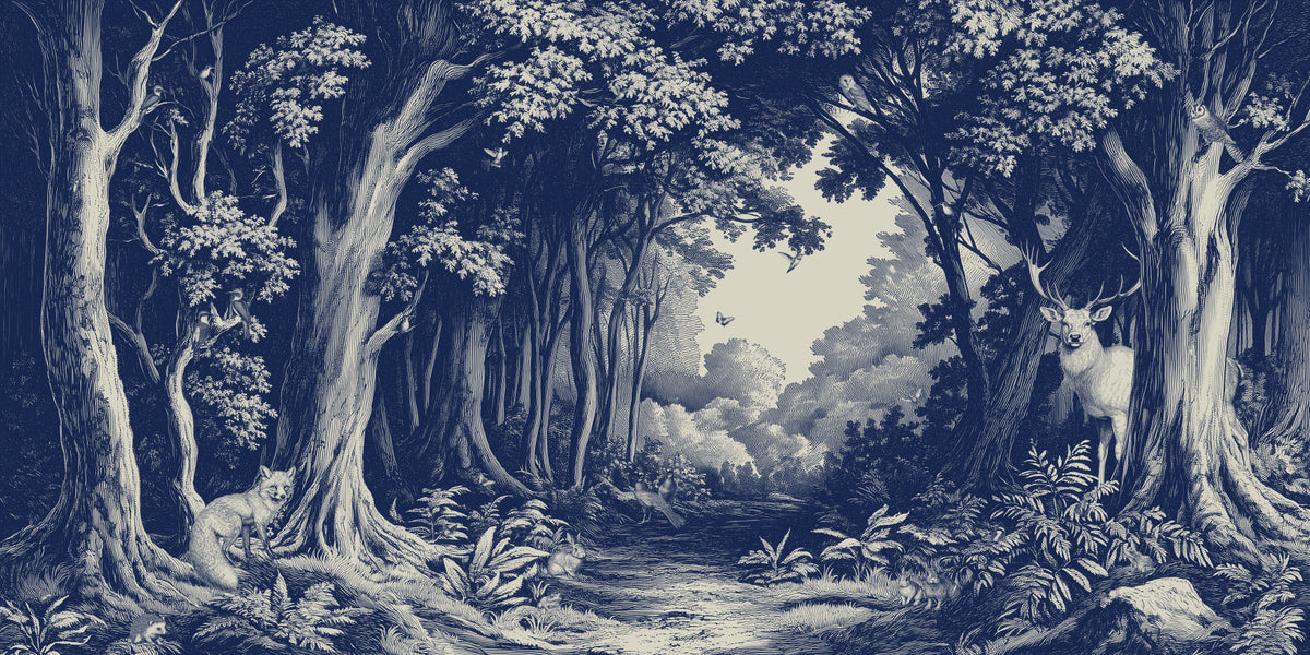 Into the Forest -  Delft Blue Wall Mural