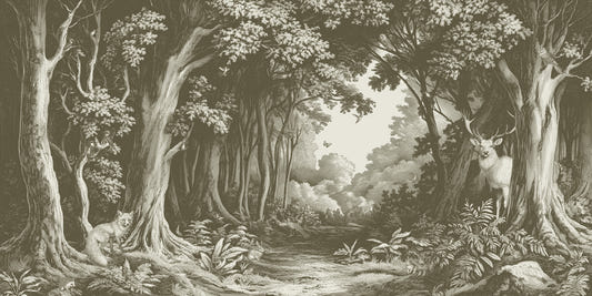 Into the Forest -  Olive Green Wall Mural