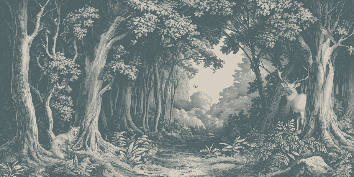 Into the Forest -  Teal Wall Mural
