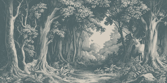 Into the Forest -  Teal Wall Mural