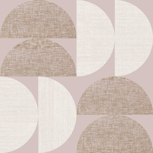Neutral Eclipse: Textured Semi-Circle Pattern Wallpaper⁠