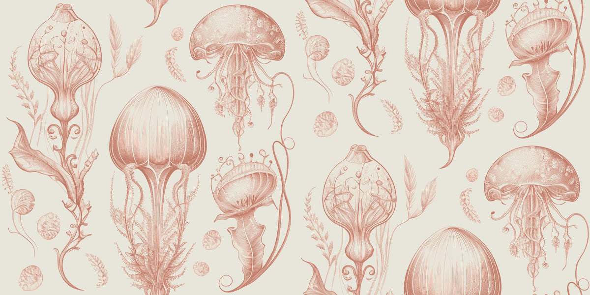 Fantastic Jellyfish -  Peach & Cream Wallpaper⁠ in your room — zoomed
