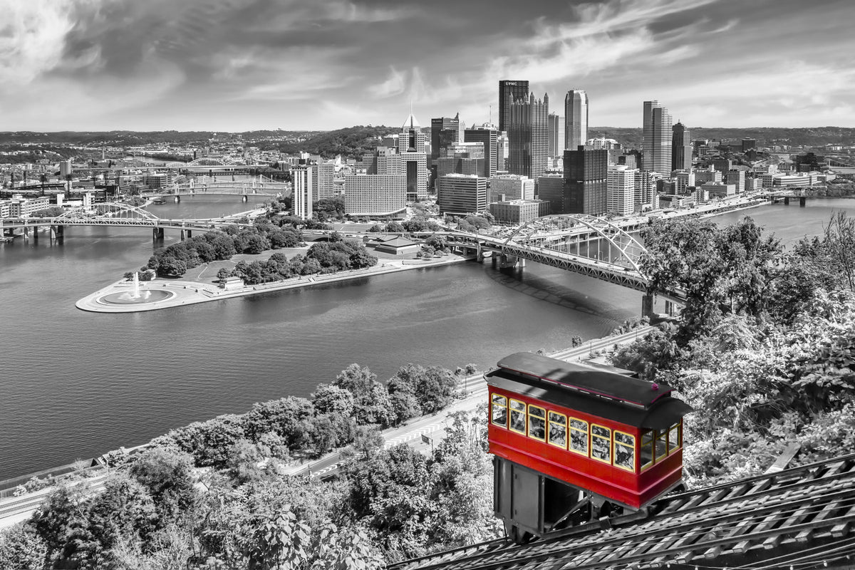 Impressive Pittsburgh Skyline with Duquesne Incline | colorkey Wall Mural