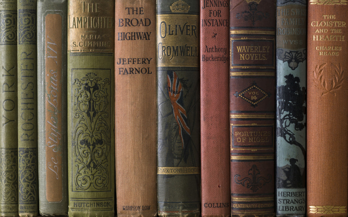 Classic Book Spines Wall Mural in your room — zoomed